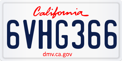 CA license plate 6VHG366