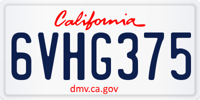CA license plate 6VHG375