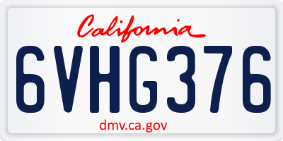 CA license plate 6VHG376