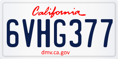 CA license plate 6VHG377