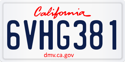 CA license plate 6VHG381