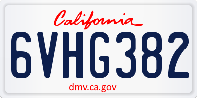 CA license plate 6VHG382