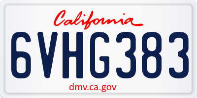 CA license plate 6VHG383