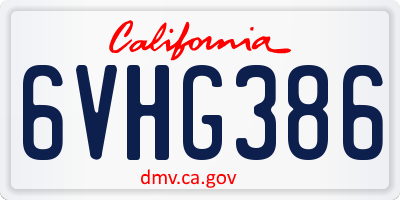 CA license plate 6VHG386