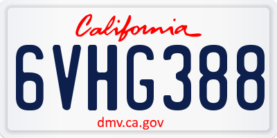 CA license plate 6VHG388