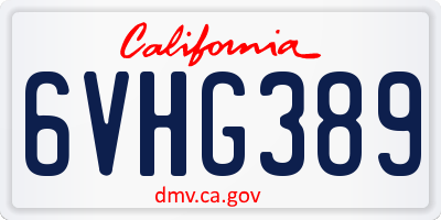 CA license plate 6VHG389