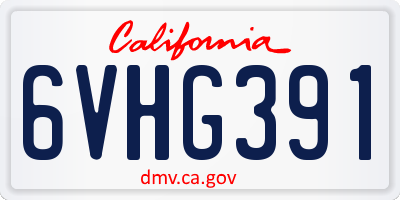 CA license plate 6VHG391