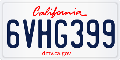 CA license plate 6VHG399