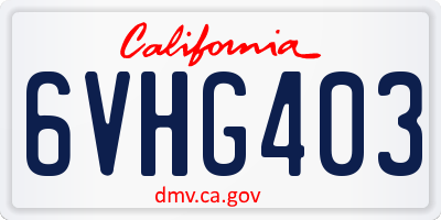 CA license plate 6VHG403