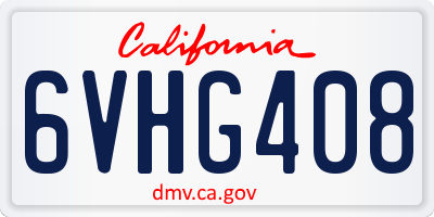 CA license plate 6VHG408