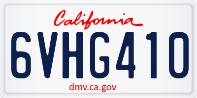 CA license plate 6VHG410