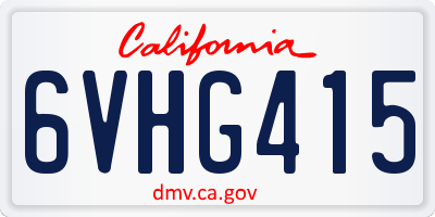 CA license plate 6VHG415
