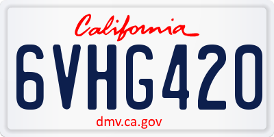 CA license plate 6VHG420