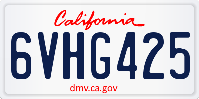 CA license plate 6VHG425