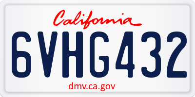 CA license plate 6VHG432