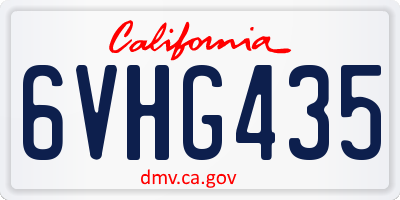 CA license plate 6VHG435