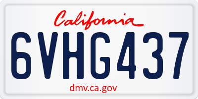 CA license plate 6VHG437