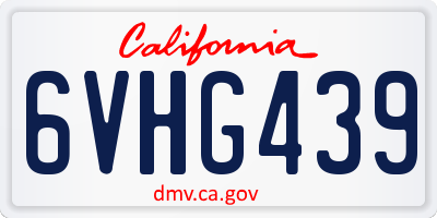 CA license plate 6VHG439