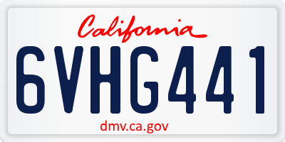 CA license plate 6VHG441