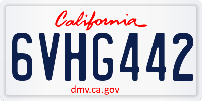 CA license plate 6VHG442