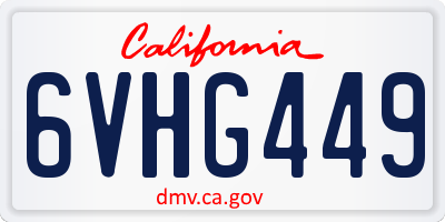 CA license plate 6VHG449