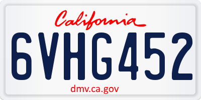 CA license plate 6VHG452