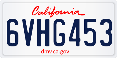 CA license plate 6VHG453