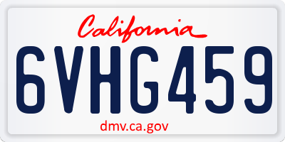 CA license plate 6VHG459
