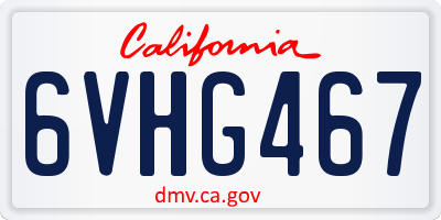 CA license plate 6VHG467
