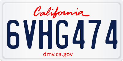 CA license plate 6VHG474