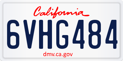 CA license plate 6VHG484