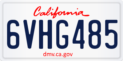 CA license plate 6VHG485