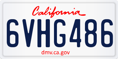 CA license plate 6VHG486