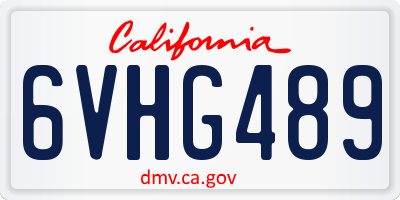 CA license plate 6VHG489