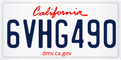 CA license plate 6VHG490
