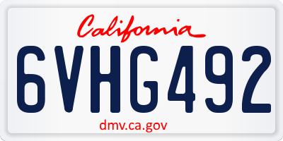CA license plate 6VHG492