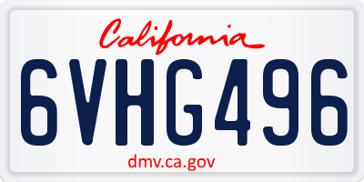 CA license plate 6VHG496