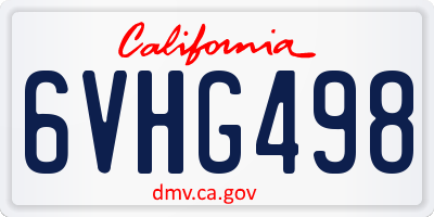 CA license plate 6VHG498