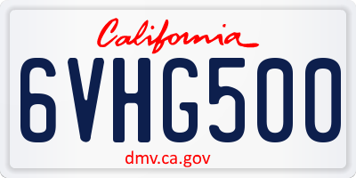 CA license plate 6VHG500