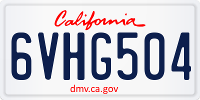 CA license plate 6VHG504