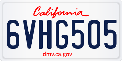 CA license plate 6VHG505