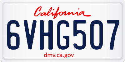 CA license plate 6VHG507