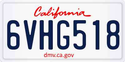 CA license plate 6VHG518