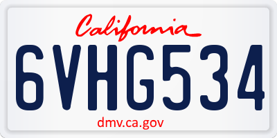 CA license plate 6VHG534