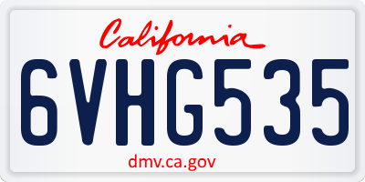 CA license plate 6VHG535