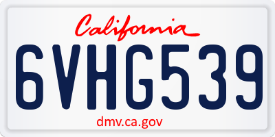 CA license plate 6VHG539