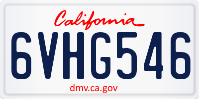 CA license plate 6VHG546
