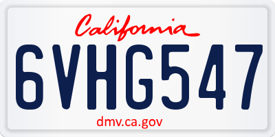 CA license plate 6VHG547