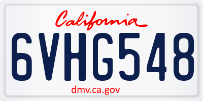CA license plate 6VHG548