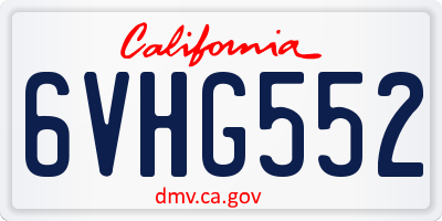 CA license plate 6VHG552